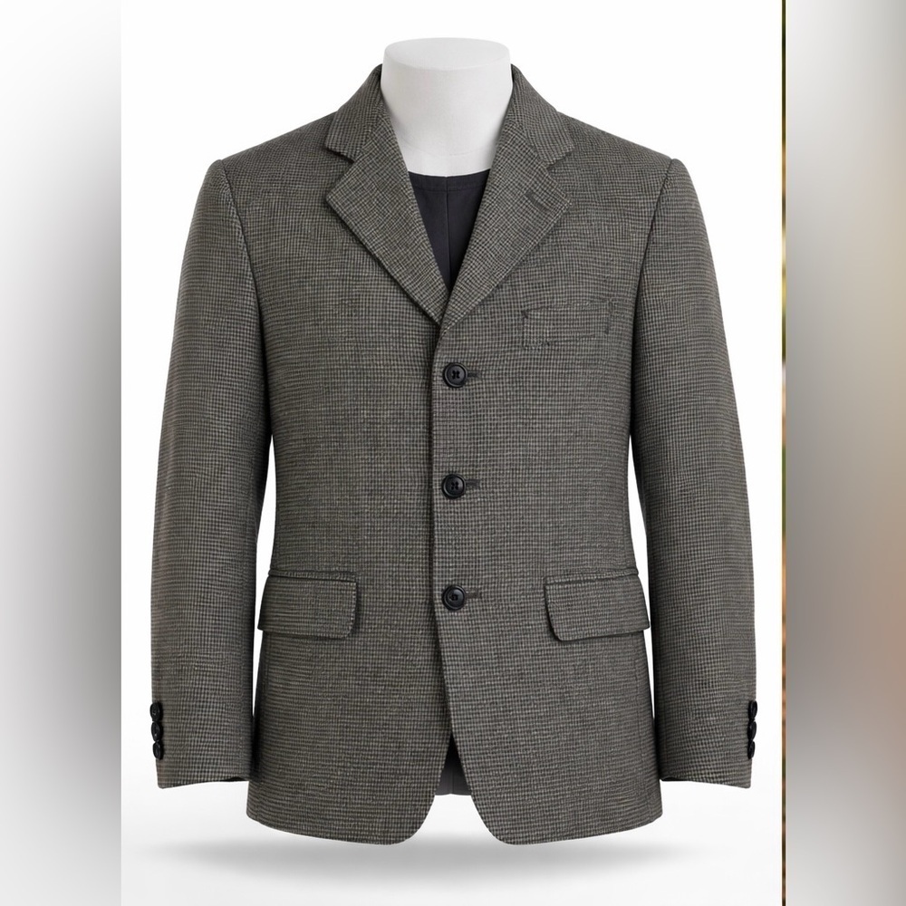 Perry Ellis Boys 10 100% Wool Houndstooth Blazer EUC